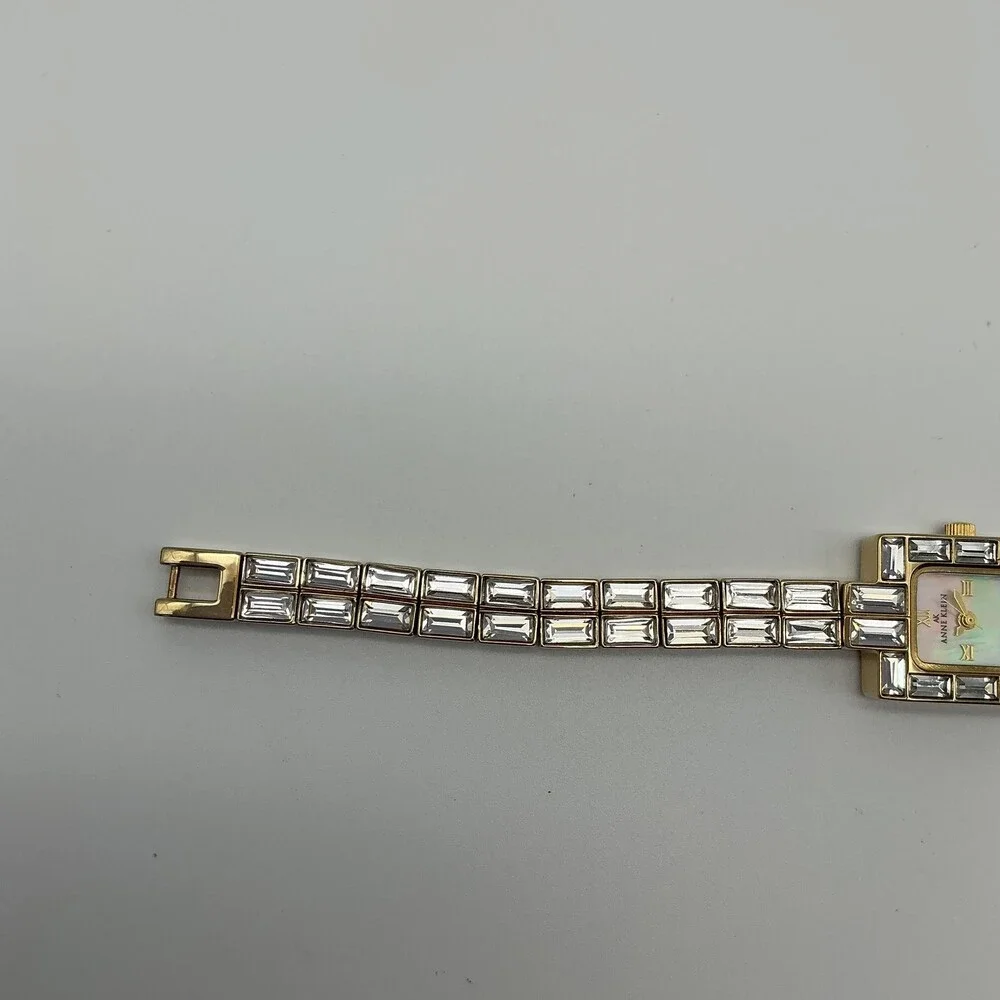 Anne Klein Y0577 Womens Watch Gold Tone Crystal Bracelet New Battery 6